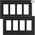 2-Pack Quad Decorator Outlet Cover Plate, Black Pearls Decorative Switch Plates and Outlet Covers, Metal Wall Plates for Electrical Outlets, Receptacle, GFCI Outlet, Dimmer Switch
