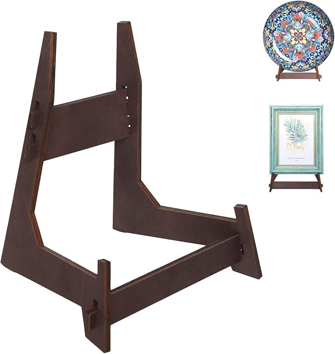 Plate Stands for Display,6 Inch wooden Plate Holder Display Stands,Frame holder stand for Book, Picture,plaque, Decorative Plate, Photo and Platter, Tabletop Art.(1 Pack )