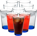 DISCOUNT PROMOS Beer Pint Glasses 16 oz. Set of 10, Bulk Pack - Heavy Duty Glassware for Restaurant, Thick Base and Walls, Stackable - Blue