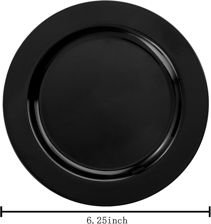 bUCLA 100 Pieces Black Plastic Plates - 6.25 inch Disposable Dessert/Salad/Appetizer/Small Cake Plates for Party, Graduation & New Year
