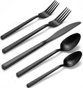 Alata Cube Matte Black 40-Piece Flatware Set, Forged Cutlery Set, Service for 8, Stainless Steel Tableware with Square Handle for Home/Restaurant, Dishwasher Safe