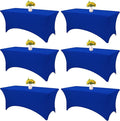 HAISIWLKJ 6 Pack Table Cloth 8ft Royal Blue Tablecloths for Rectangle Folding Table Spandex Fitted Stretch Cover Wrinkle Resistant Washable Protector for Party, Wedding, Banquet, Festival.