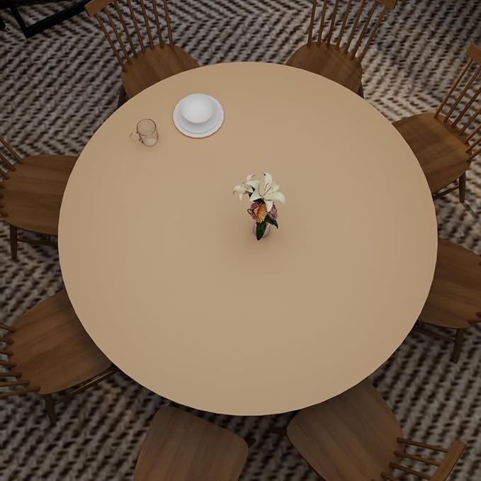 Round Table Pad, 1.8mm Thick, 30 Inch Diameter Leather Table Cover and Protector, Light Brown+Gray