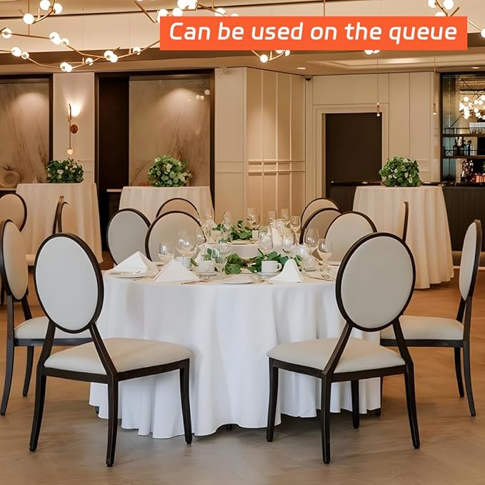 Cuckan 120 Inch Round Tablecloth, 6 Pack White Stain Resistant and Wrinkle-Free Polyester Table Cover for Wedding, Banquet, Party, Restaurant– [White], [6-Pack]