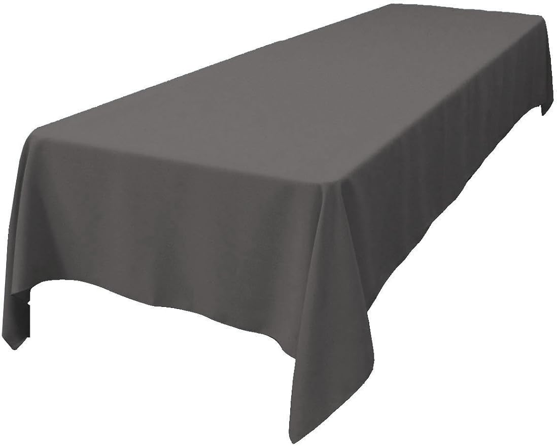 LA Linen Polyester Poplin Washable Rectangular Tablecloth, Stain and Wrinkle Resistant Table Cover 60x102, Fabric Table Cloth for Dinning, Kitchen, Party, Holiday 60 by 102-Inch, Charcoal