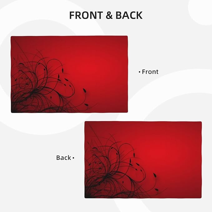Red Black Abstract Flower Placemats Set of 4 Retro Floral Linen Washable Placemat Kitchen Dining Heat-Resistant Modern Rustic Place Mats Desktop Decor Table Mats 12x18 Inch