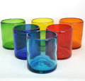 Rainbow Colored 9 oz Short Tumblers (set of 6), Recycled Glass, Lead-free, Toxin-Free (9oz Tumbler)