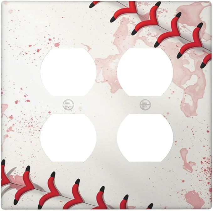 Light Switch Cover Baseball Sports Ball Game 2 Gang Decorative SwitchPlates Double Duplex Wall Plates Switch Plates and Outlet Covers for Bathroom Bedroom Decor
