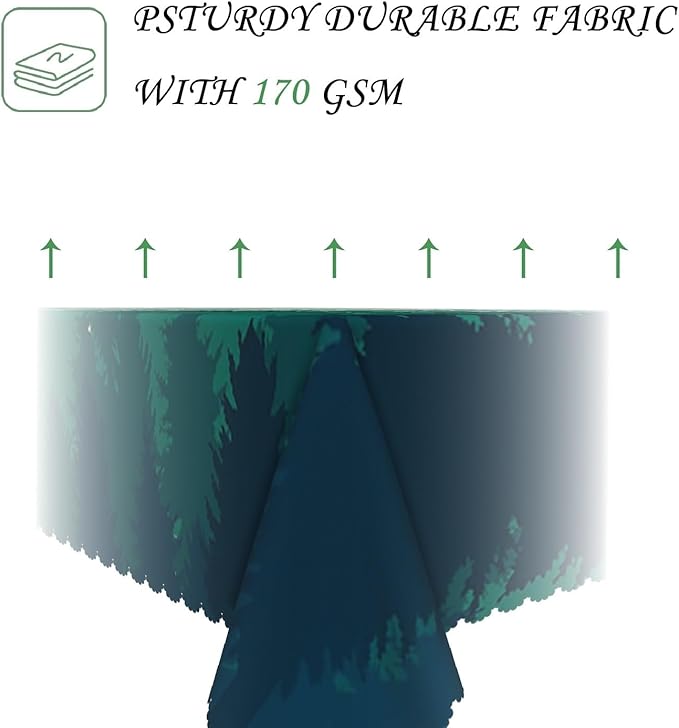 52x70 Inch Nature Rectangular Tablecloth Misty Pine Forest Silhouette Table Cloth Waterproof Durable Table Cover for Party Picnic Indoor Gaming Room Decor
