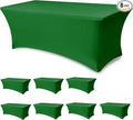 Stretch Table Cover for 6 Foot Rectangle Tables-8 Pack Green Spandex Fitted Tablecloth-Elastic 6ft Christmas Tablecloths for Party, Vendor Booth Display, Banquet Event, Craft Trade Show