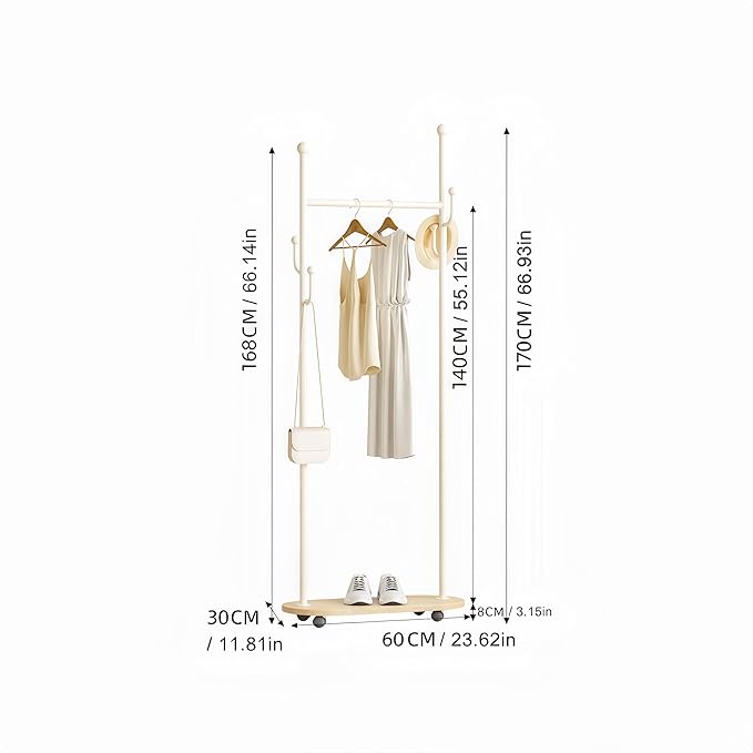 Cactus shaped Freestanding Metal Coat Rack Stand Modern Organizer for Scarf Jacket Hat Bags Ideal for Home Entryway Bedroom Corner Stable and Moveable (White)