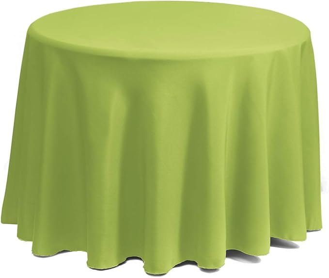 Gee Di Moda Round Tablecloth - 108 Inch Apple Green Round Table Cloth for 48 to 72 Inch Round Tables - Heavy Duty Washable Fabric - for Buffet Table, Holiday Party, Dinner, Wedding & Baby Shower