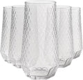 48 Pack Ribbed Ripple Stemless Toasting Glasses, Origami Durable 9 Oz BPA-Free Disposable Plastic Champagne Flutes for Weddings, Bars, Events, and Celebrations (48, Hammered Diamond Clear)