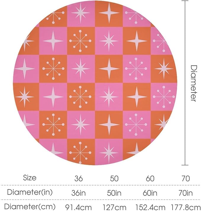Mid Century Modern Round Tablecloth, Vintage Abstract Colorful Geometrics Modern Print Tablecloth for Home Party Dining Room Kitchen Decor 60Inch(152cm)
