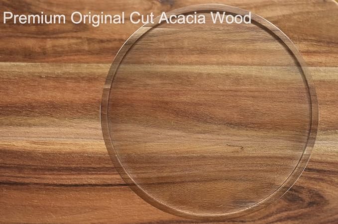 12" Acacia Wood Lazy Susan Organizer Kitchen Turntable for Cabinet Pantry Table Organization,2 Pack