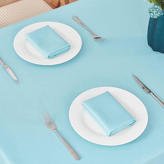 Rectangle Tablecloth Waterproof 60x84 inch Linen Textured Table Cloth Stain and Wrinkle Resistant Washable, Decorative Fabric Table Cover for Dining, Party and Camping, Aqua