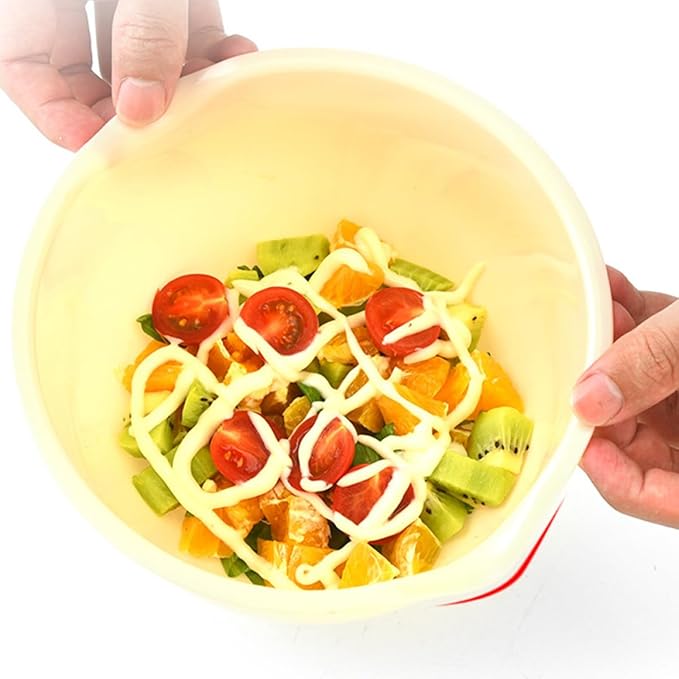 TOYANDONA Kitchen Mixing Bowls Set of 3 Plastic Reusable Salad and Food Bowls Stackable for Meal Prep and Salad Mixing Random Color
