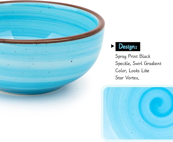 KitchenTour 2.7 Oz Soy Sauce Dishes Dipping Bowls Set, Porcelain Pinch bowls Mini Bowls for Seasoning, Sushi, Ketchup, Appetizer, Nuts, Set of 6, Assorted Cool Colors