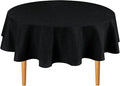 Hiasan Round Linen Tablecloth 70 Inch - Wrinkle and Stain Resistant Washable Polyester Fabric Table Cloth for Dining Room Kitchen Party, Black