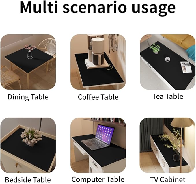 Table Cover Mat - 30x44 Inch Waterproof Easy to Clean Can Conceal Flaws Protector The Table Top from Scratches Used for Dining (Black+Black 30x44)