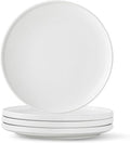 Stoneware Dinner Plates Set of 4, 10.25 Inch Plates for Steak, Pasta, Ceramic Plates Sets, Microwave Safe, Dishwasher Safe, Versatile for All Seasons, Matte White