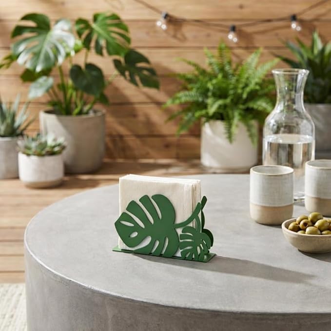 Mango Steam Tabletop Napkin/Tissue & Letter Holder for Home, Kitchen, Restaurants (Leaf, Green)