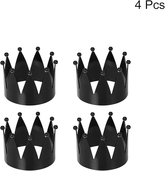 uxcell Metal Napkin Rings Set of 4, Crown Shape Napkin Ring Holder Buckle for Dining Table Decorations Wedding Birthday Holiday Party, Black