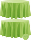 Fokitut 2 Pack Waterproof Round Tablecloth, 108 Inch, Stain Resistant and Wrinkle Polyester Table Cloth, Fabric Table Cover for Kitchen Dining, Wedding, Party, Holiday Dinner-Apple Green
