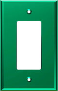 LIDER Decorator Wall Plate, Temperature/Impact Resistant, Mirrored, Plexiglass Outlet/Light Switch Cover, Acrylic glass, Reflective Finish, Modern Upgrade, Oversized 1-Gang 5.25" x 3.44", Green