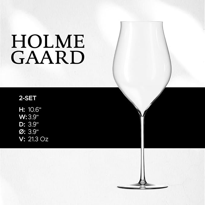 Holmegaard Notes White Wine Glass, Clear, 10.6" H x 3.9" D, 21.3 oz, Set of 2, Designed by Tom Nybroe, Gift Box Included