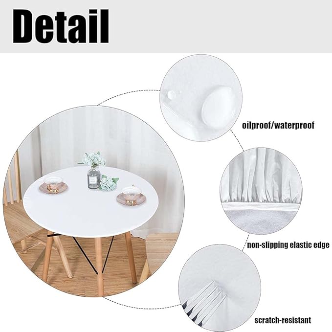 Elastic Tablecloth, Music Decor Decorative Fabric Table Cover for, Notes on Circle Shape Geometric Background Carnival, Fit Round Tables 23inch Diameter, for Restaurant Picnic Indoor and Outdoor Use