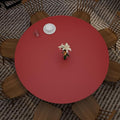 Round Table Pad, 1.8mm Thick, Dia.42 Inch, Leather Table Cover, Dining Table Protector, Table Top Protector (Black+Wine Red)