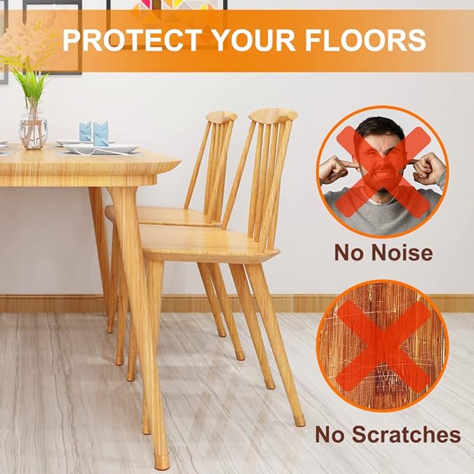 32 Pcs VIUME Chair Leg Floor Protectors for Hardwood Floors Silicone Covers to Protect Wood Tile Floors Scratches Felt Pads Furniture Leg Caps Reduce Noise (Fit:1.3"-2")