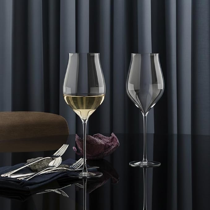 Holmegaard Notes White Wine Glass, Clear, 10.6" H x 3.9" D, 21.3 oz, Set of 2, Designed by Tom Nybroe, Gift Box Included