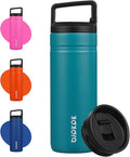 BJPKPK Insulated Water Bottle with 2 Lids,20 oz Double Wall Stainless Steel Vacuum Tumbler Travel Coffee Mug,Wide Mouth Thermal Cup,Lake Blue