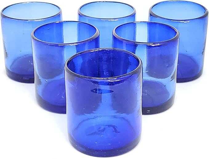 Solid Cobalt Blue 9 oz Short Tumblers (set of 6), Recycled Glass, Lead-free, Toxin-Free (9oz Tumbler)