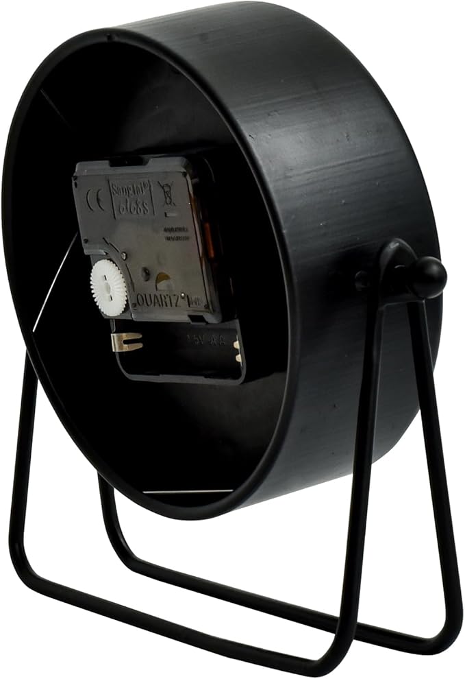 Small Black Desk and Shelf Clock, 5.9*6.9 Inch Retro Elegant Tabletop Clock with Glass Cover, Silent Non-Ticking Battery Operated Decorative Clock for Living Room, Office, Bedroom, Gift Idea
