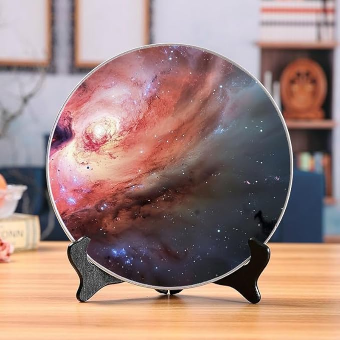 Decorative Ceramic Plates 10'' with Display Stand Fantasy Swirling Galaxy Perfect for Home and Office Wall Hanging DP-778593977