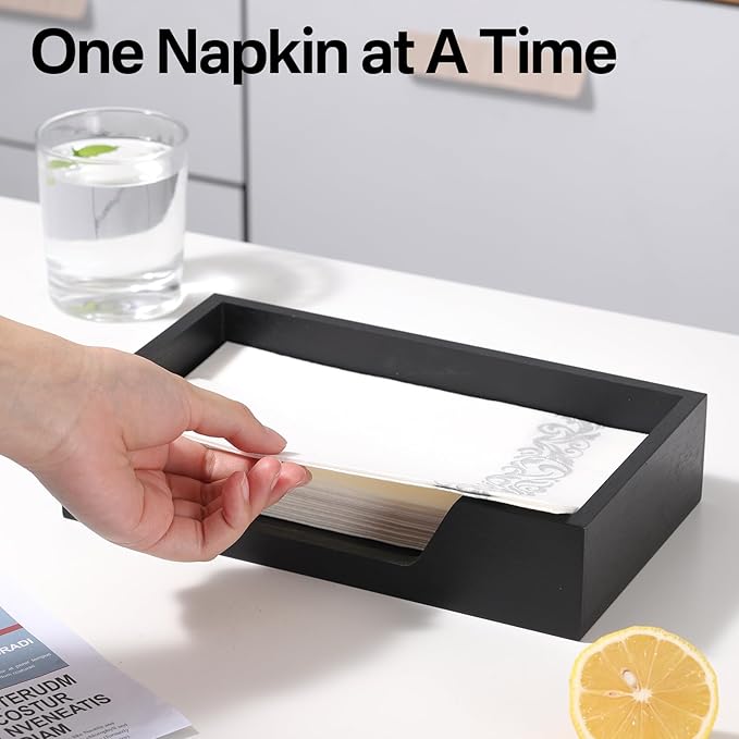 Guest Towel Napkin Holder, Disposable Hand Towel Holder for Bathroom, Wooden Guest Towel Holder Tray with Big Side Opening, Rectangular Farmhouse Cocktail Napkin Holder, Kitchen Dining Tabletop Decor