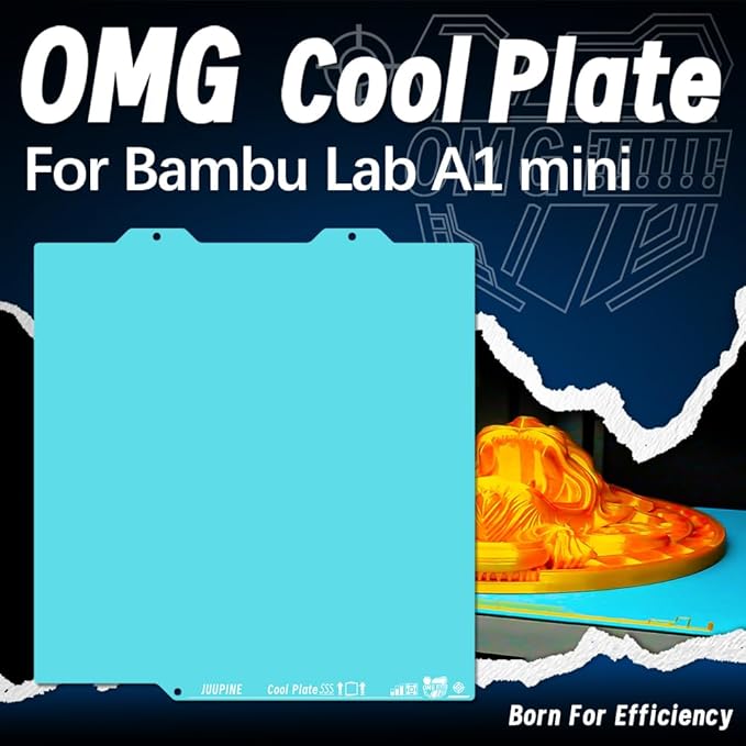 2.0 Upgraded OMG Cool Plate for Bambu Lab A1 MINI, 184x184mm Thicker Magnetic Bamboo Build Plate with Supertack Smooth Surface, Low-Temperature 3D Printer Bed Plate for PLA PETG Printing