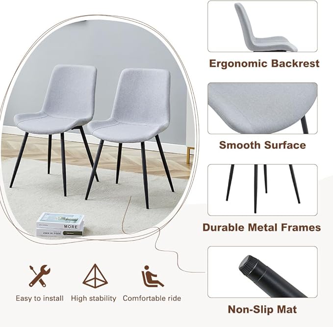 Round Dining Table Set for 4｜42"-54" Extendable Dining Room Table Set｜Wooden Kitchen Table with 4 Chairs｜Mid Century Modern Dinner Table Set with Cross Legs｜Easy Assembly｜Space Saving