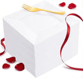 supernal 200Pcs White Dessert Plates,White Disposable Square Plates for 100 Guests, Including 100 Plastic Appetizer Plates and 100 Dessert Forks for Party Valentine's Day Afternoon tea