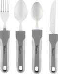 Restaurantware Adaptive Utensils - 1 count Stainless Steel, 9.843 x 5.118 x 1.575 Inches, Ergonomic Eating Aids, Non-Slip Utensil Set for Arthritis, Secure Grip Design, Gray