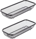 Kitchen Drawer Organizer, Stainless Steel Storage Container Metal Cabinet Storage Basket for Holding Silverware Kitchen Utensil, Pack of 2, Black