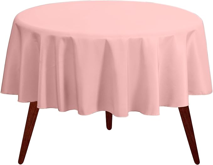 Gee Di Moda Round Tablecloth - 70 Inch Pink Round Table Cloth for 24 to 48 Inch Round Tables - Heavy Duty Washable Fabric - for Buffet Table, Holiday Party, Dinner, Wedding & Baby Shower