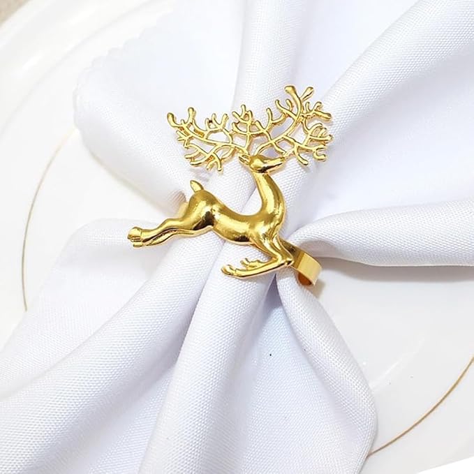 [New Napkin Rings Set of 8 Gold Set of 8 Napkin Rings Christmas, Holidays, Thanksgiving (Deer-3)