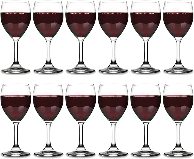 Vikko 11.5 Oz Wine Glasses Set of 12, Stemmed Wine Glasses for Red and White Wine, Thick and Durable Wine Glasses, Copas De Vino, Small Wine Glasses with Stem