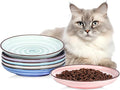 Selamica Ceramic Cat Food Bowl, 6 Inch Cat Bowls Whisker Friendly, Shallow Wide Kitten Plates for Food and Water, Set of 6, Gradient Color