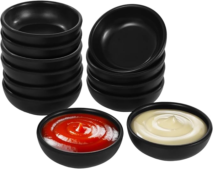 12 Pcs Soy Sauce Dish, 1.7 oz Black Dipping Bowls, Stackable Pinch Bowls, Unbreakable Small Bowl for Dips, Dip Bowl for Parties Parties, BBQs, Restaurants