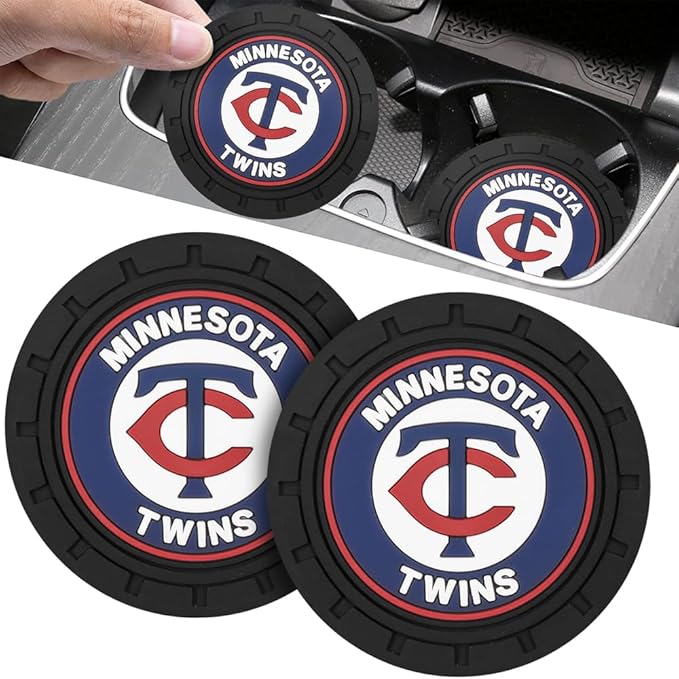 Silicone Twins Car Cup Holder Coasters,Baseball Fans Car Coasters for Minnesota Twins Fans, Non-Slip Universal Fit Cup Holder Insert